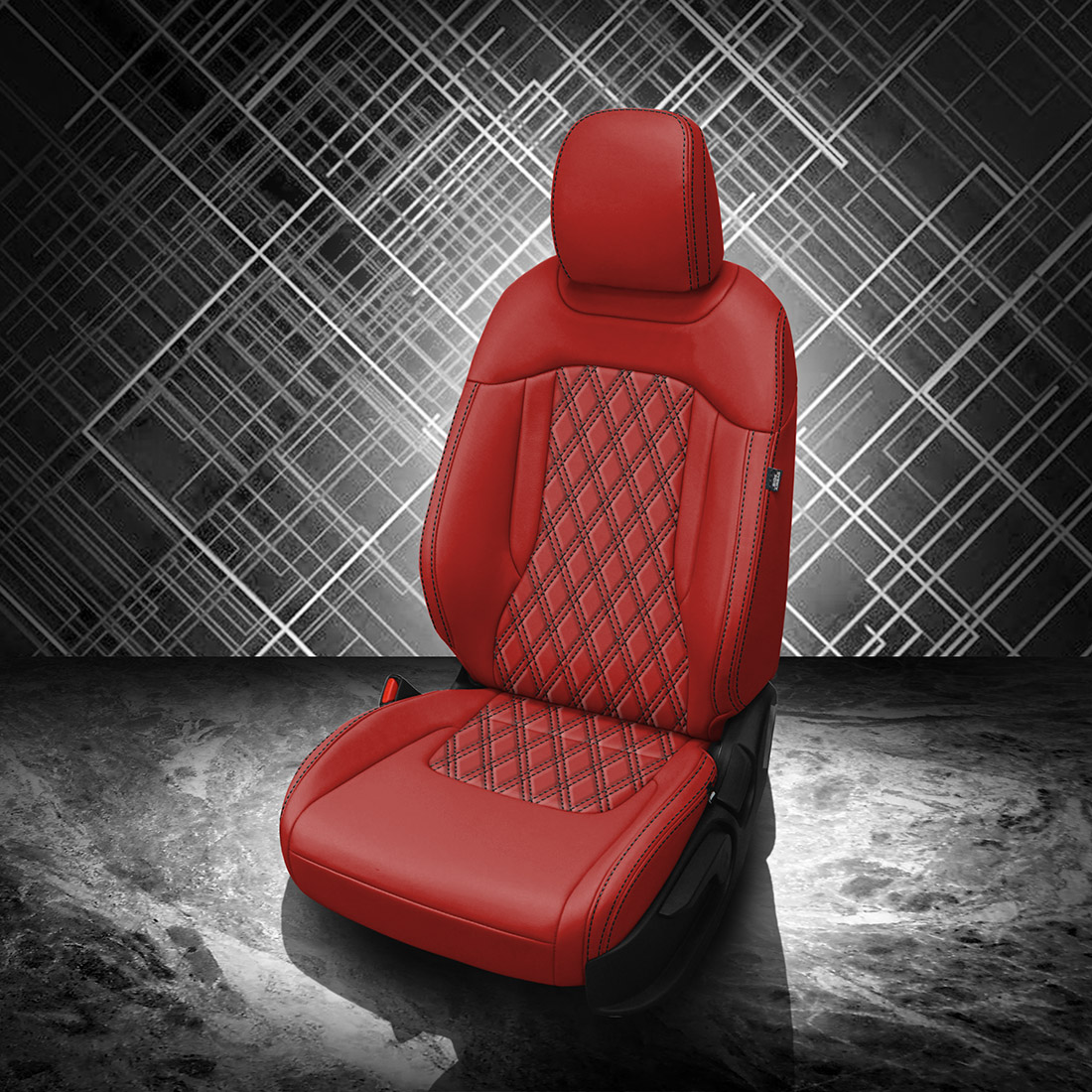 Red wrap, Black contrast all stitch, TekStitch Double Diamond Insert Black TekColor