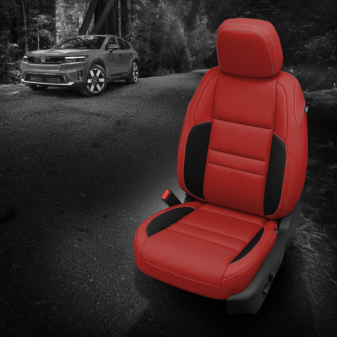RED wrap, C SHADOW Wings, Perf Body, SILVER contrast all stitch