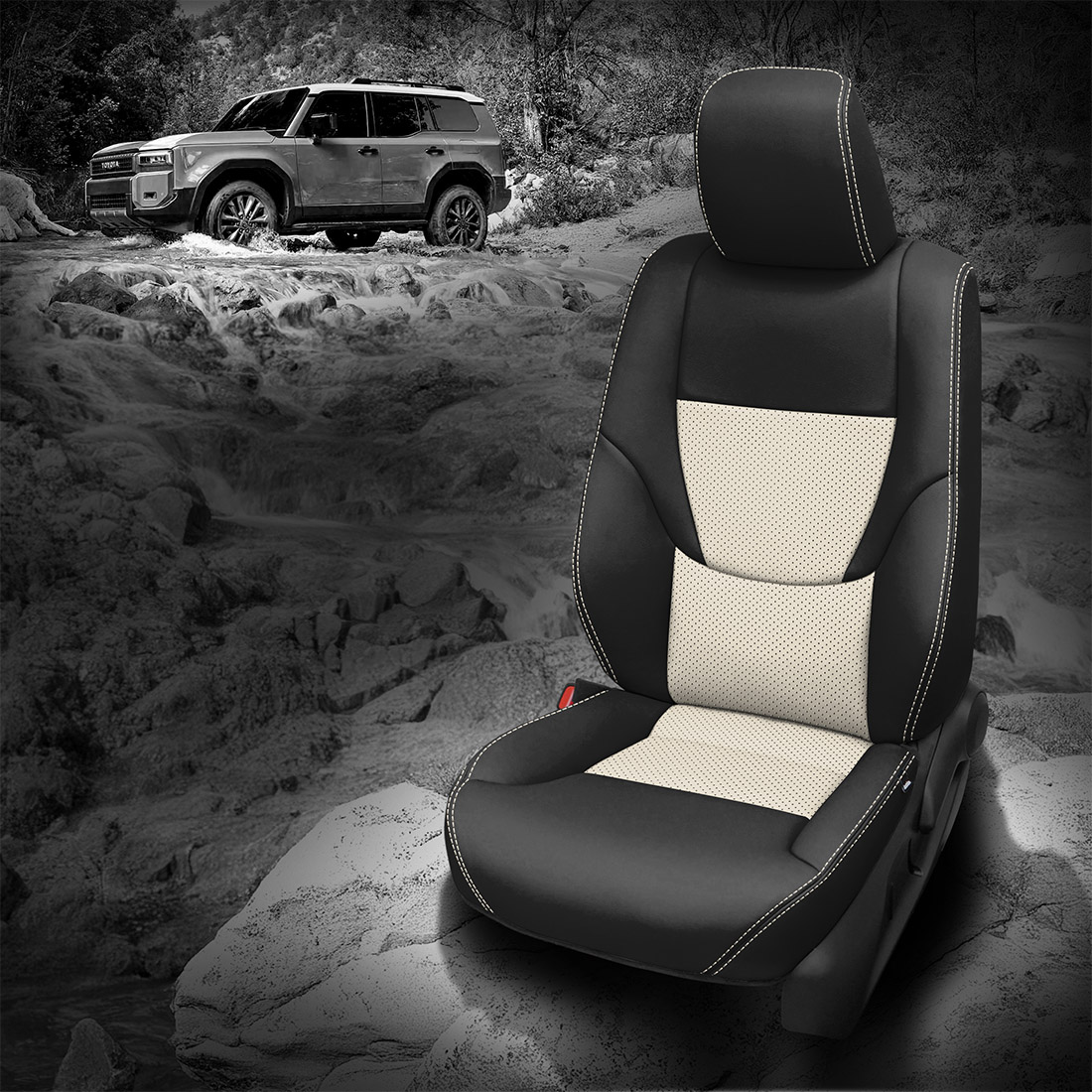BLACK wrap, PEARL Insert, Perf Inserts, PEARL contrast all stitch