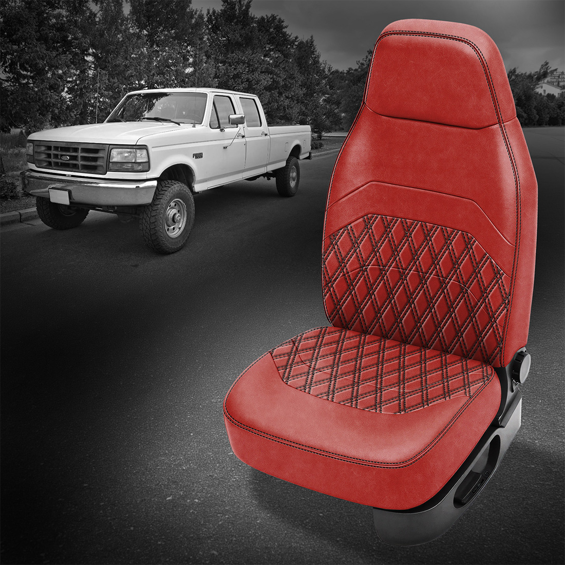 RED wrap, BLACK contrast all stitch, Tek Stitch DOUBLE DIAMOND INSERTS, BLACK TekColor