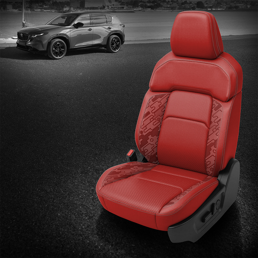 RED wrap, Perf Combo, SILVER contrast all stitch, Tek Art SPLASH ART WINGS, RED TekColor