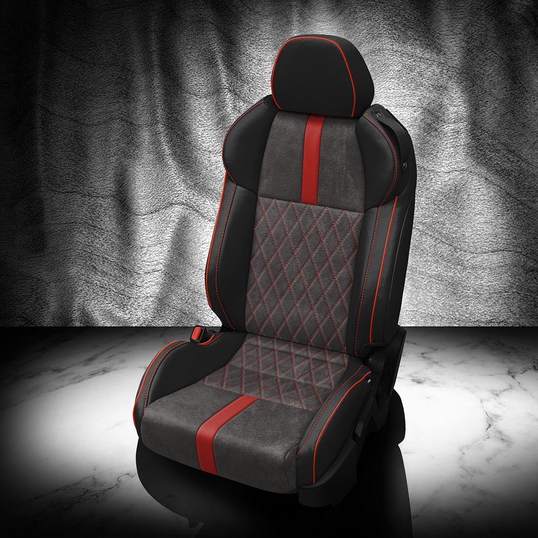 Black wrap, Dark Slate Suedezkin body, Red wings, Red contrast all stitch, Red piping, TekStitch Diamond Insert Red TekColor
