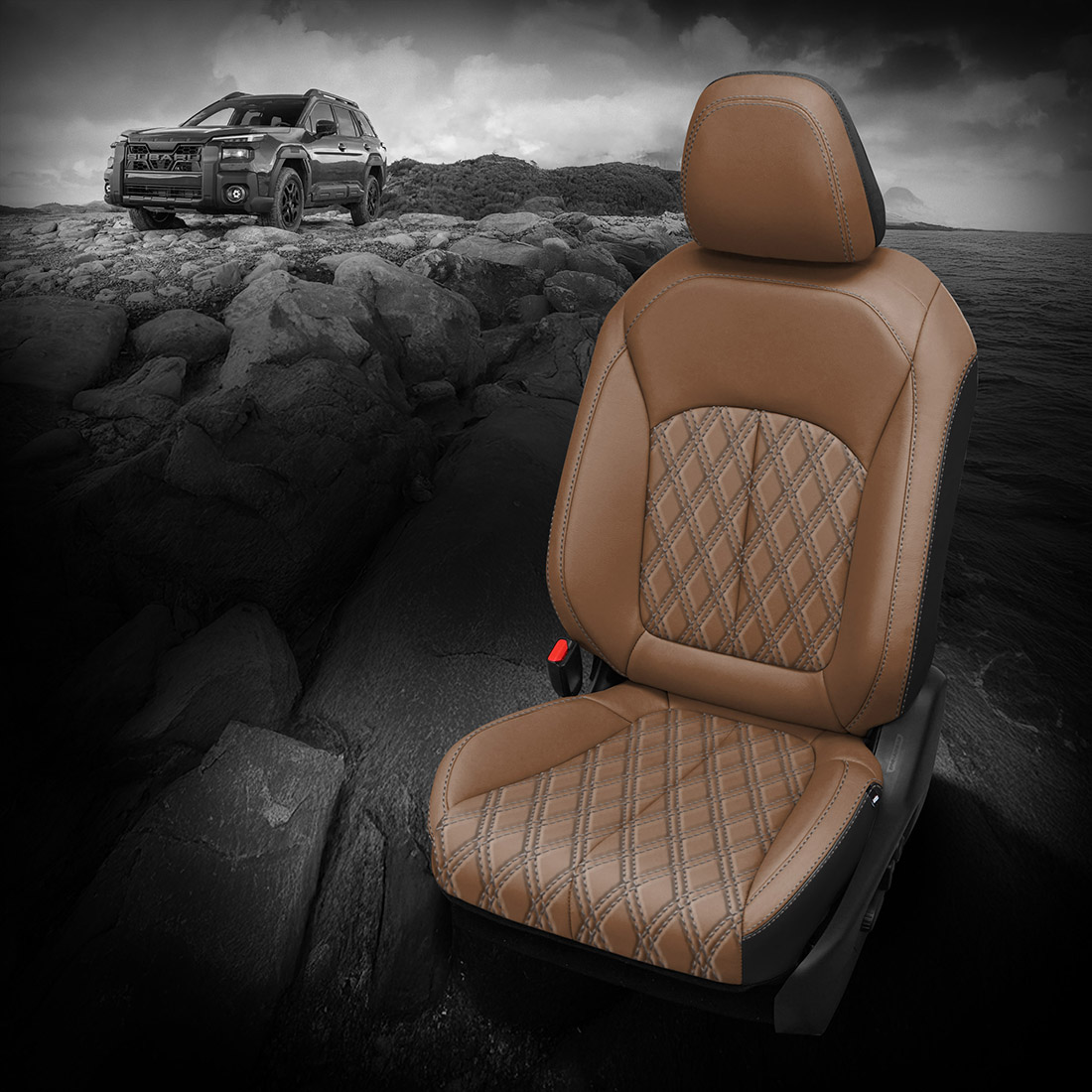 Black wrap, Walnut faces, Stone contrast all stitch, TekStitch Double Diamond Insert Stone TekColor
