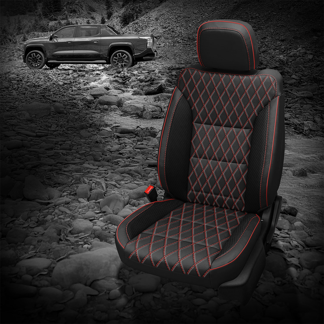 BLACK wrap, RED Wings, RED piping, Tek Stitch SINGLE DIAMOND BODY, RED TekColor