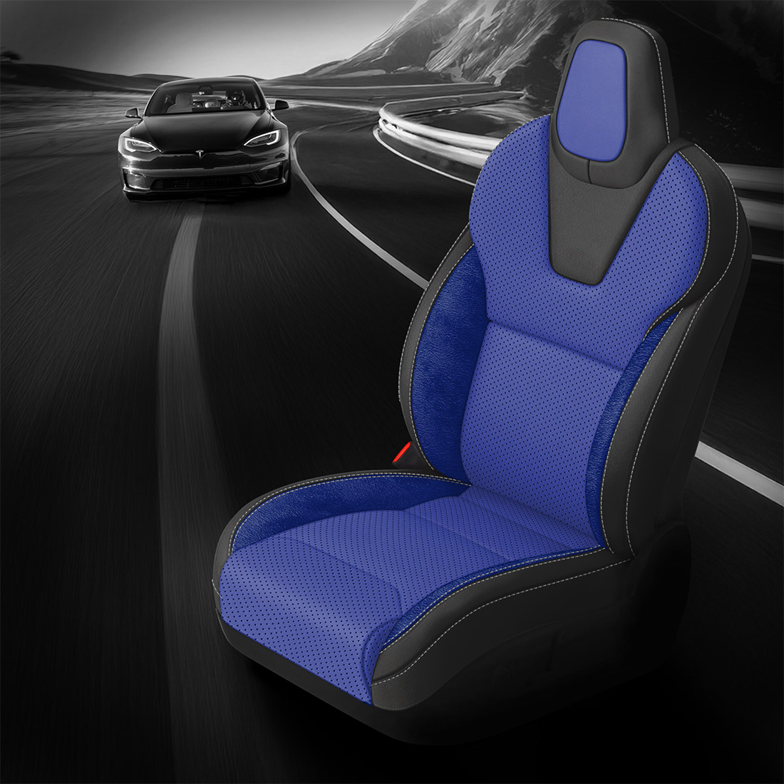 BLACK wrap, COBALT Facing, Perf Body, SILVER contrast all stitch, ~3037 SAPPHIRE wings