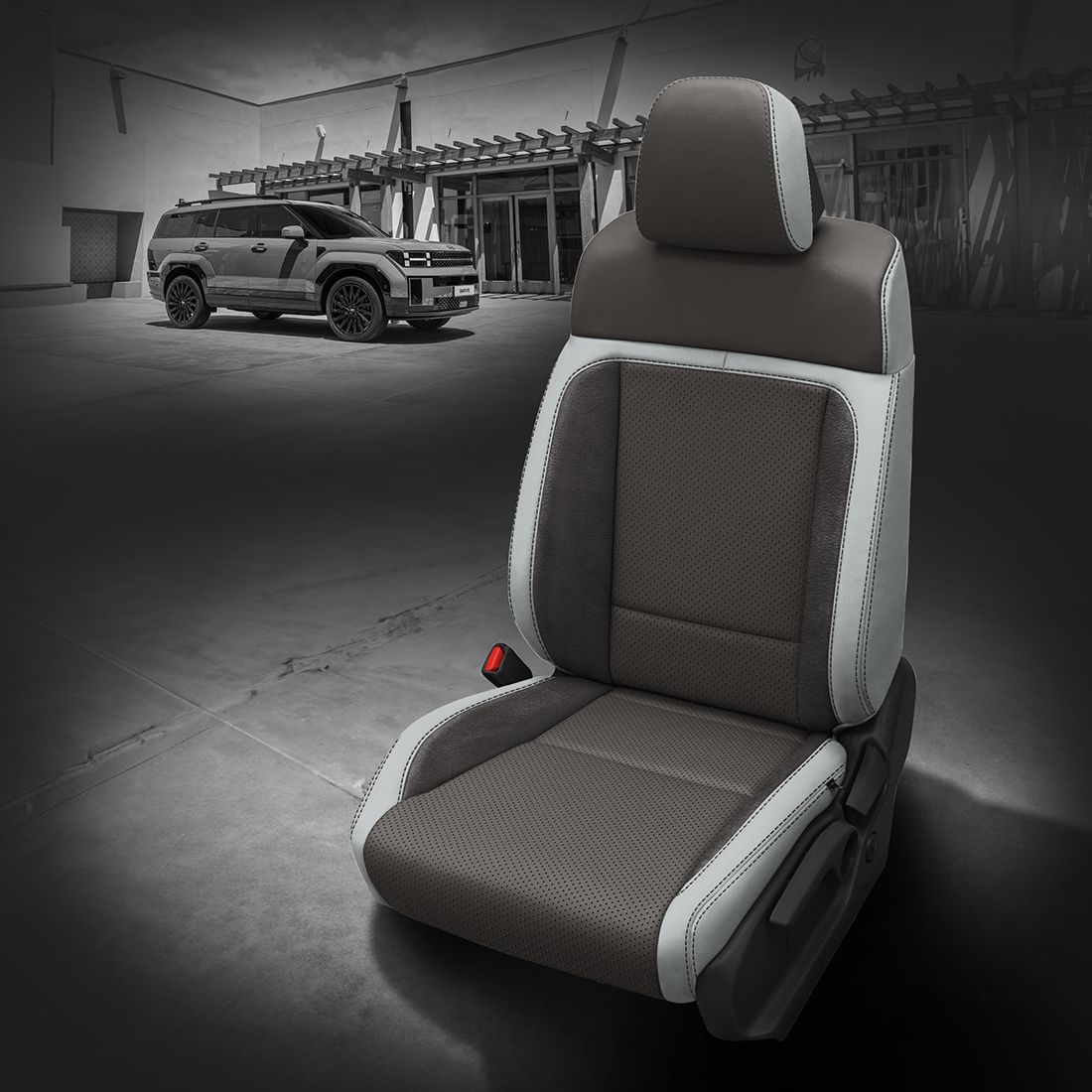 CEMENT wrap, LT GREY Center, Perf Combo, LT GREY contrast all stitch, ~6929 DARK SLATE wings