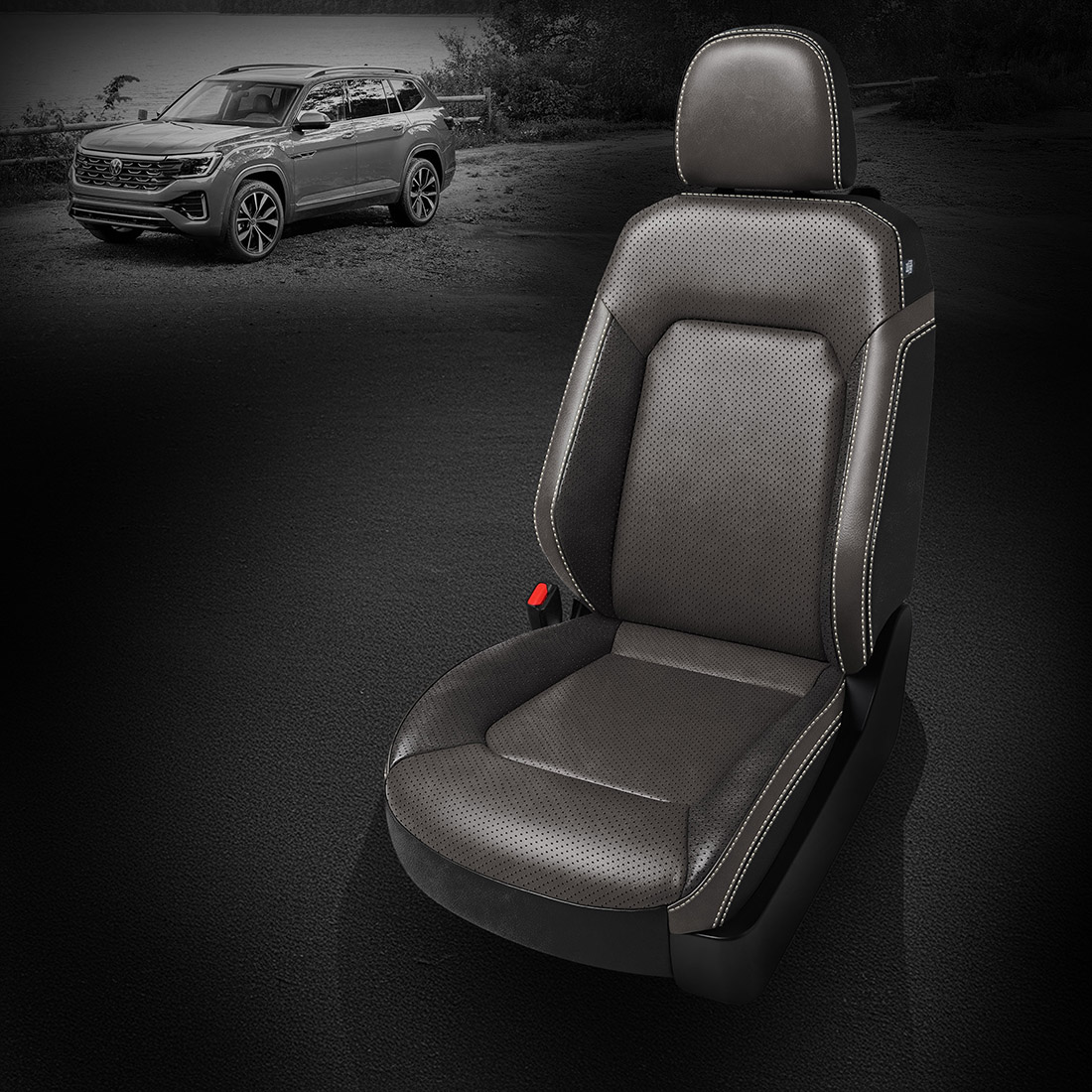 BLACK wrap, LT GREY Facing, Perf Body & Wings, PEARL contrast all stitch, ~6929 DARK SLATE wings