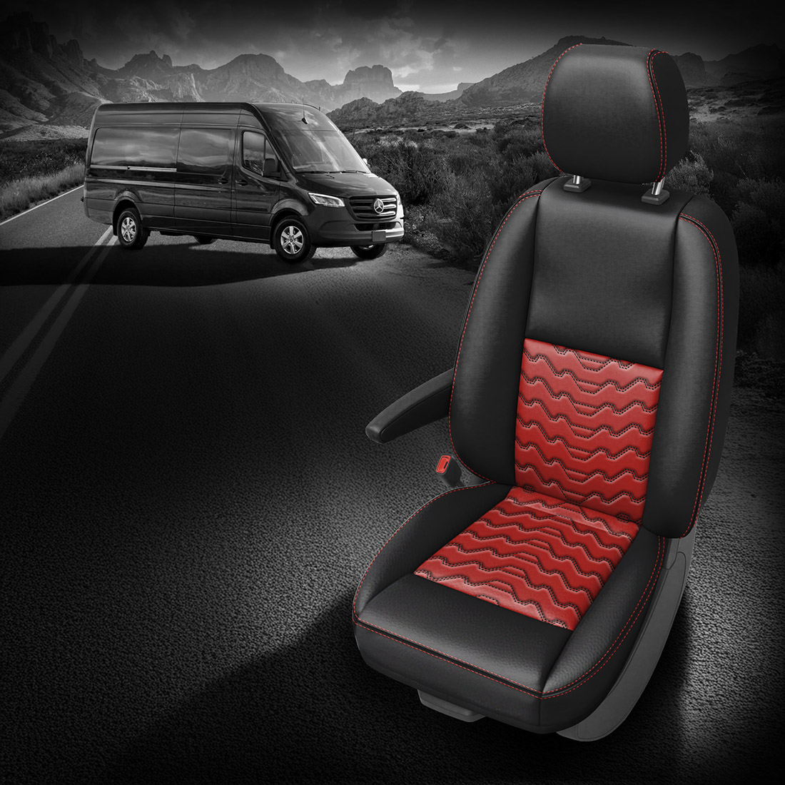 BLACK wrap, RED Insert, RED contrast all stitch, Tek Stitch VALLEYS INSERTS, BLACK TekColor