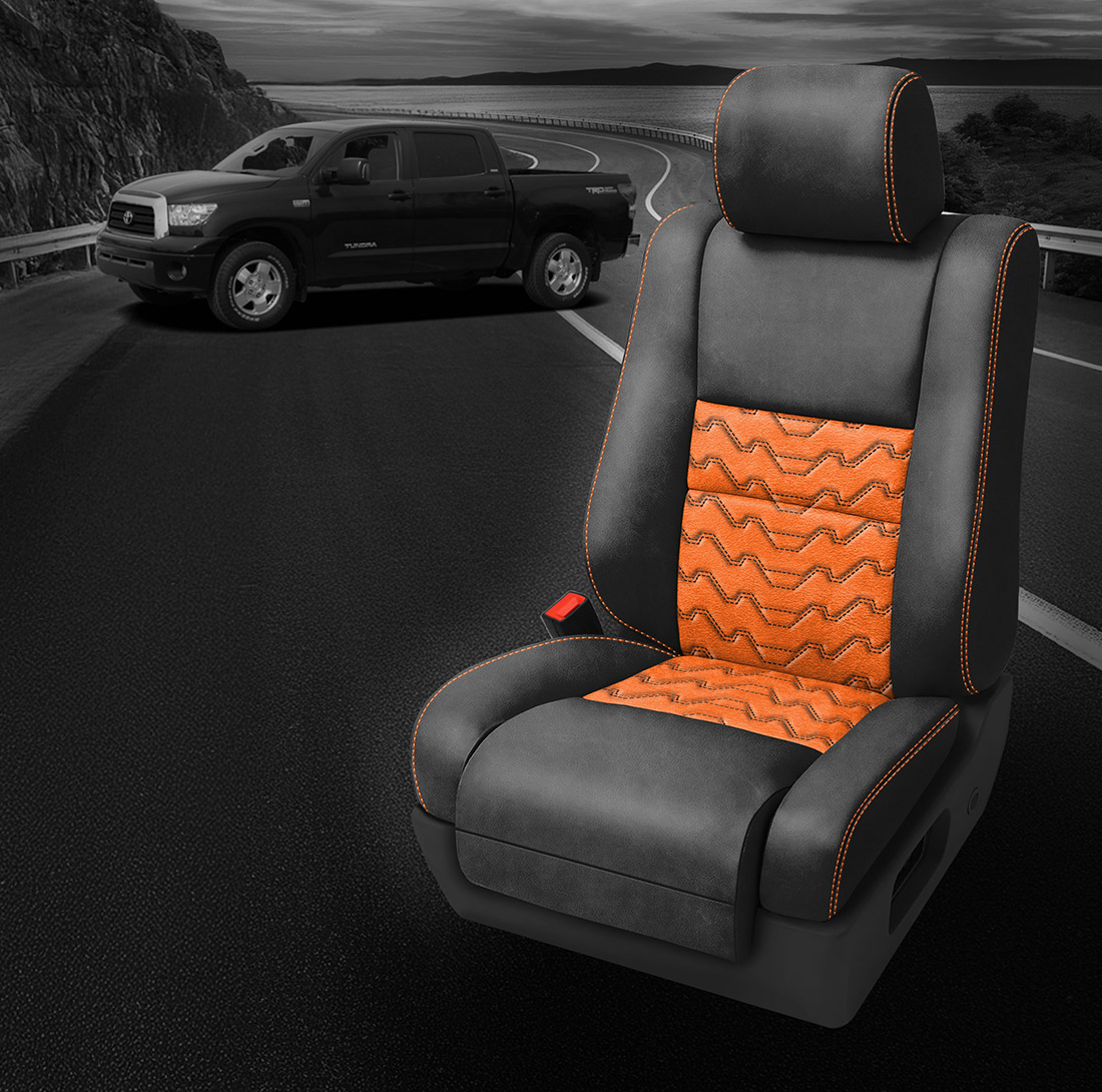 BLACK wrap, ~3032 MANGO Insert, +CITRUS ORANGE contrast all stitch, Tek Stitch VALLEYS INSERTS, BLACK TekColor