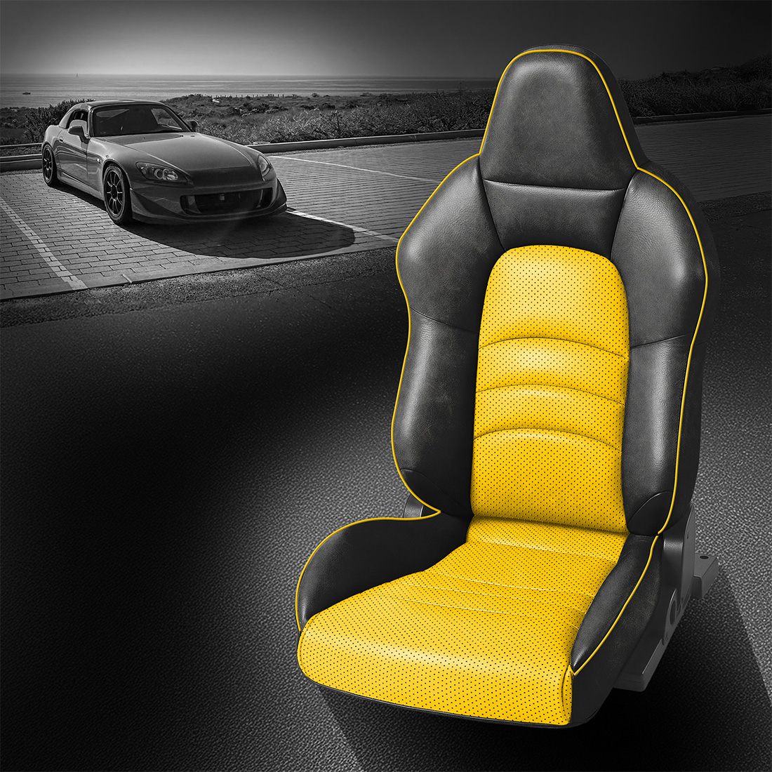 BLACK wrap, HYPER YELLOW Combo, Perf Combo, HYPER YELLOW piping