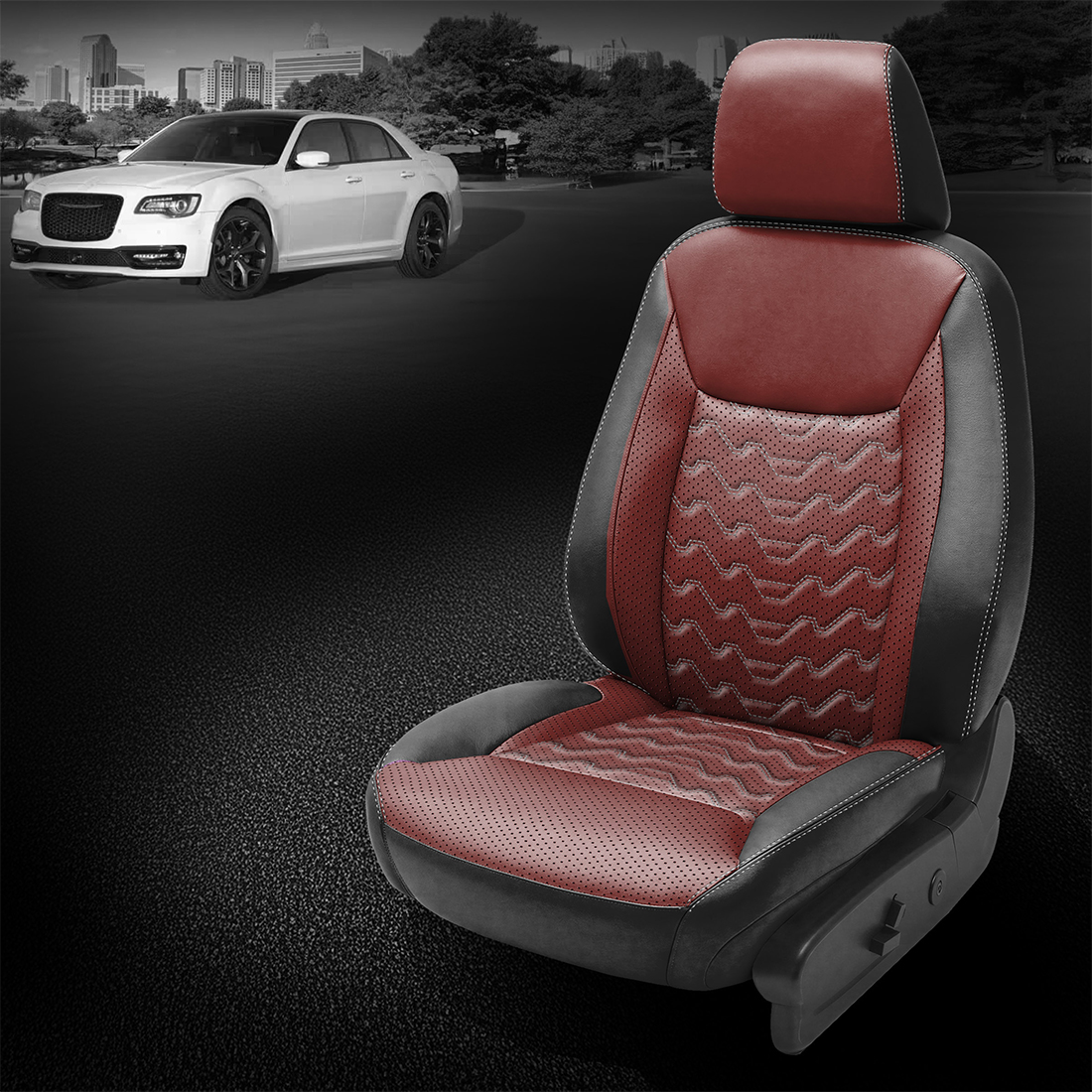 BLACK wrap, MED RED Center, Perf Combo, SILVER contrast all stitch, Tek Stitch VALLEYS INSERTS, SILVER TekColor
