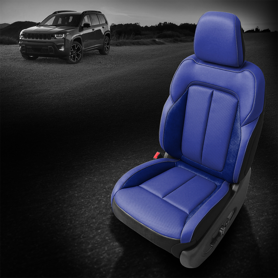 BLACK wrap, COBALT Facing, Perf Combo & Wings, SILVER contrast all stitch, ~3037 SAPPHIRE wings