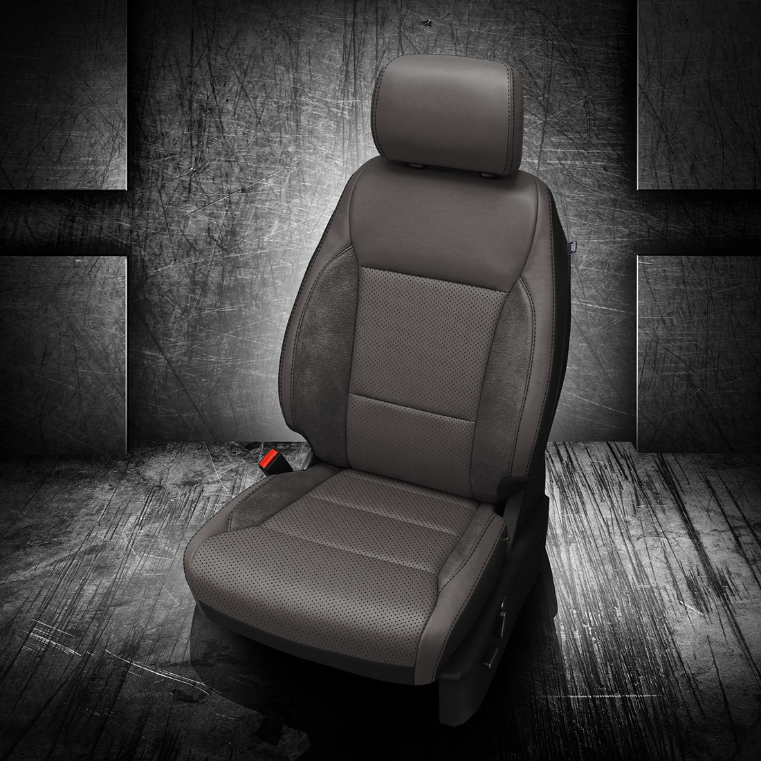 BLACK wrap, LT GREY Facing, Perf Combo, BLACK double stitching, ~6929 DARK SLATE wings