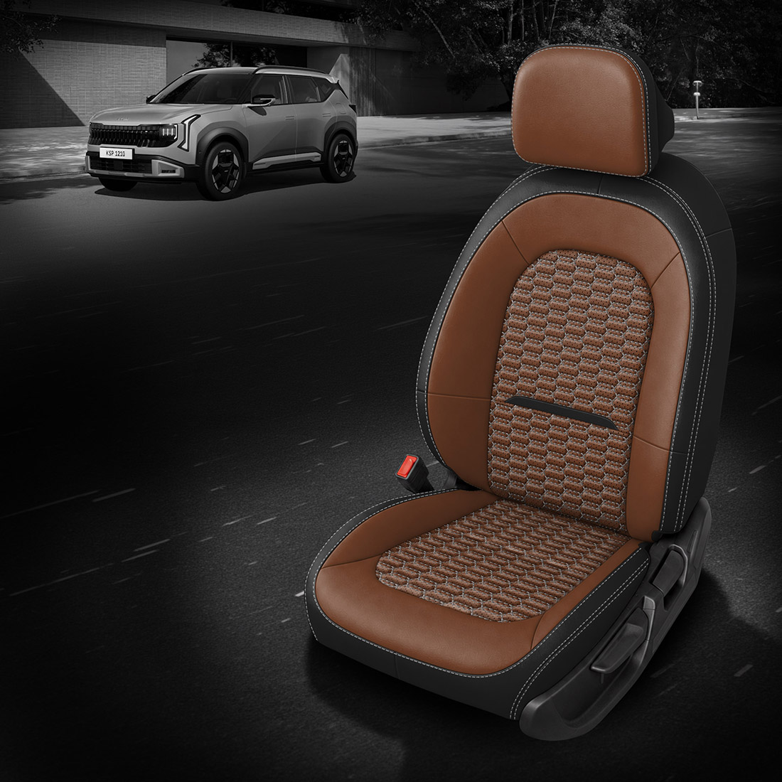 BLACK wrap, MAHOGANY Center, Perf Inserts, SILVER contrast all stitch, MAHOGANY wings, Tek Stitch DOUBLE HEX INSERTS, SILVER TekColor