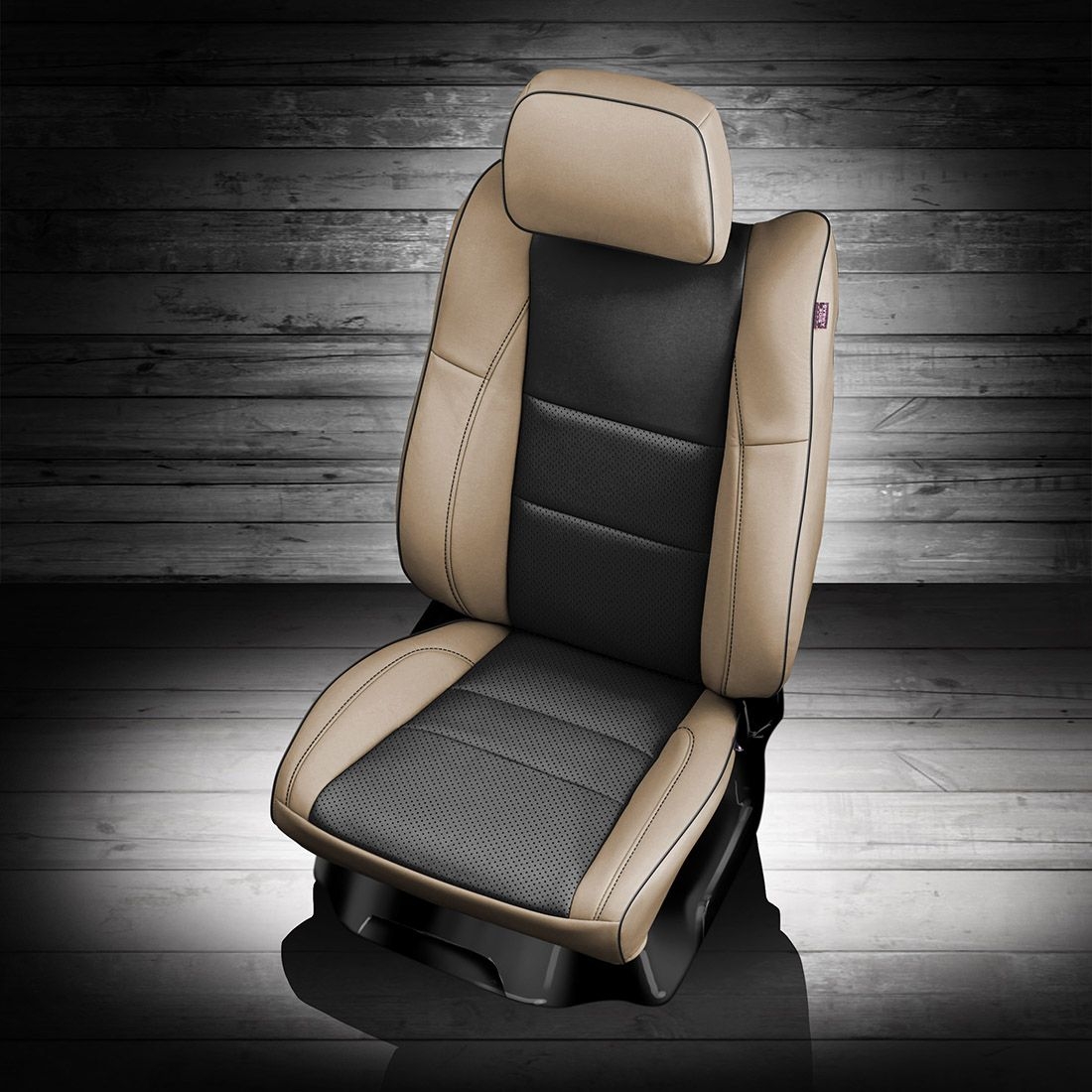 Ivory wrap, Black body, perf combo, Black piping and contrast all stitch