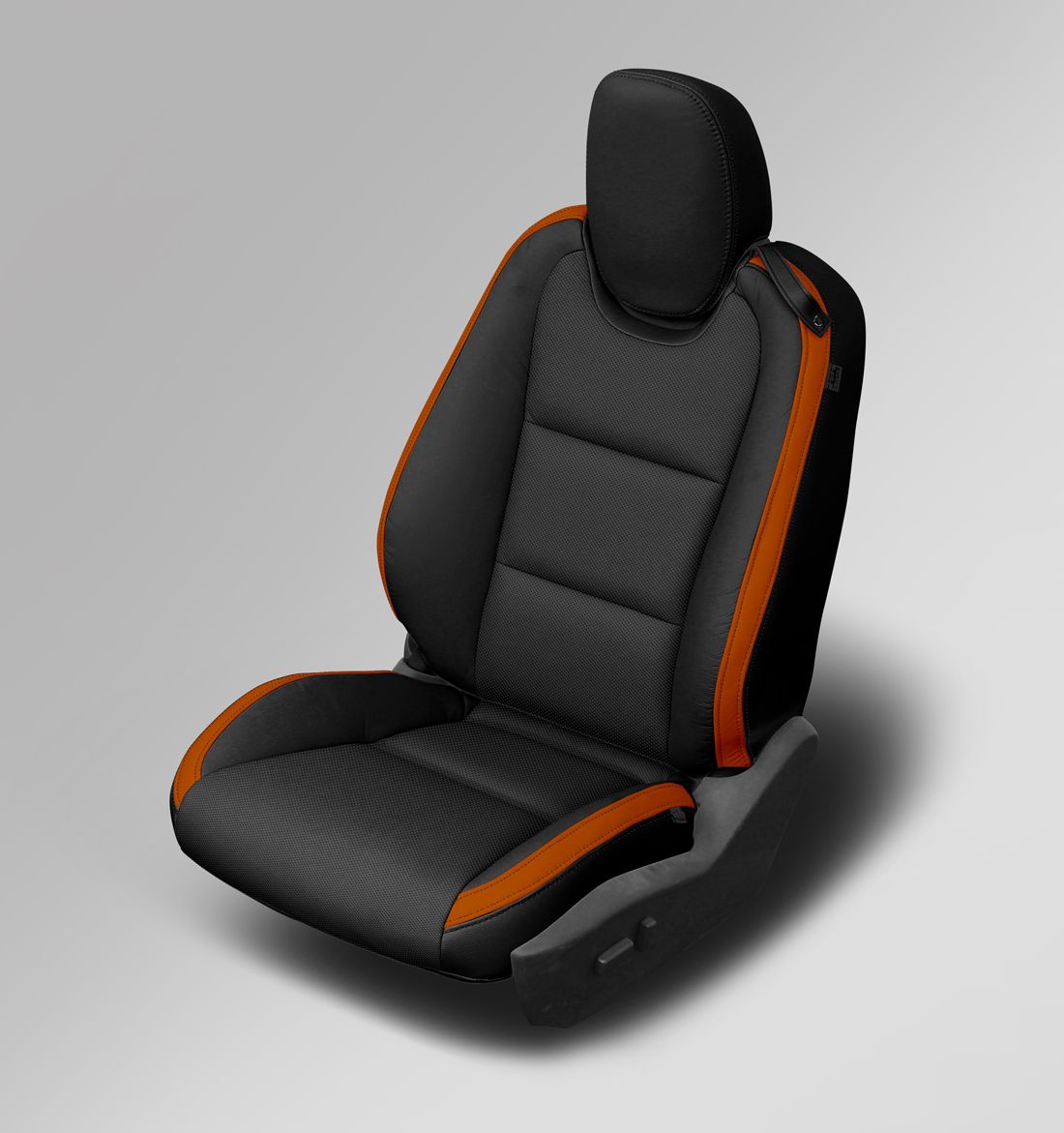 BLACK wrap, TANGERINE Wings, Perf Body, BLACK double stitching