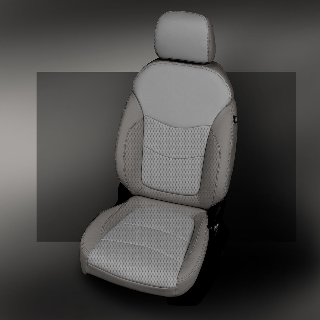 ICE GREY wrap, ALABASTER Center, Perf Combo & Wings, ICE GREY double stitching