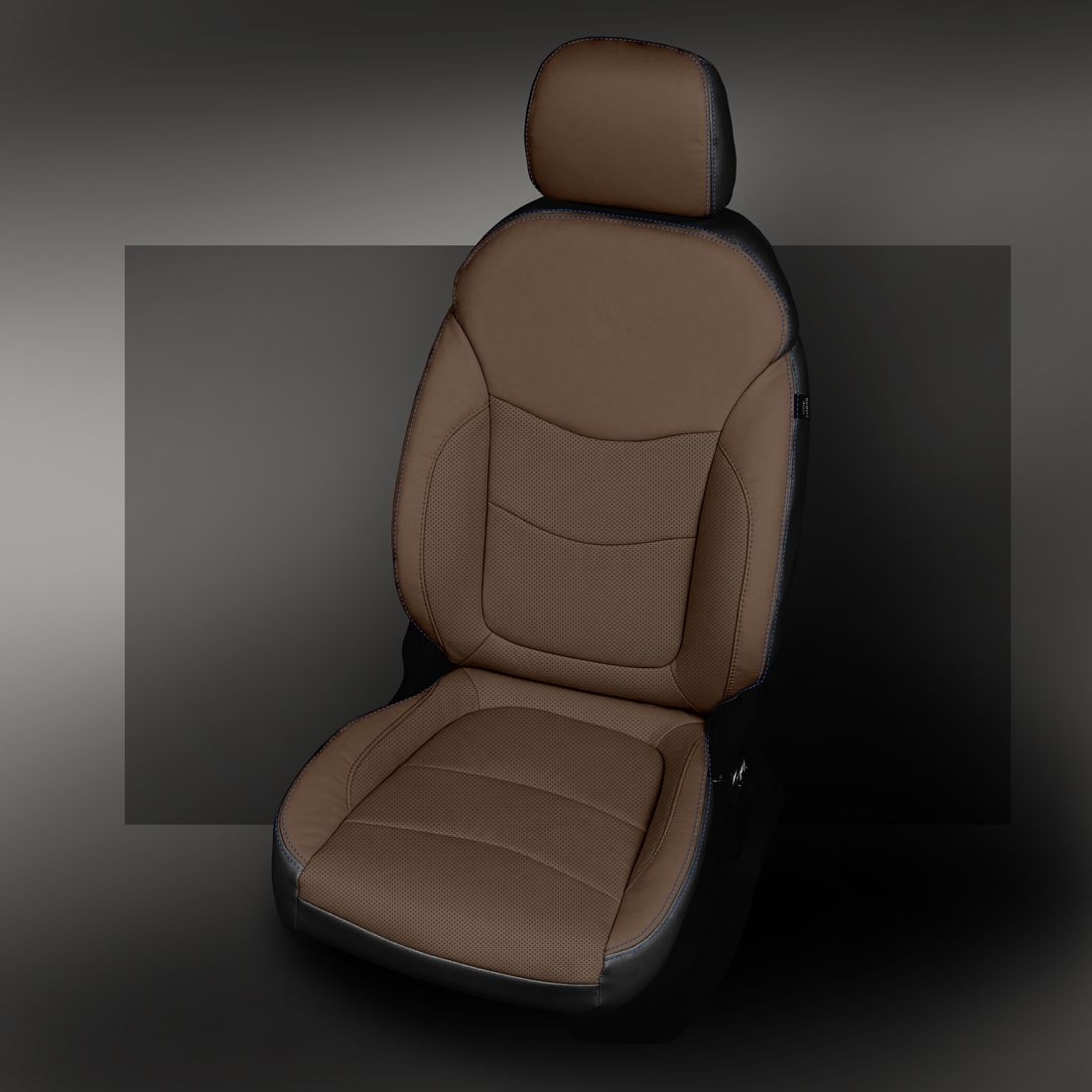 BLACK wrap, MAHOGANY Facing, Perf Combo & Wings, COBALT contrast all stitch