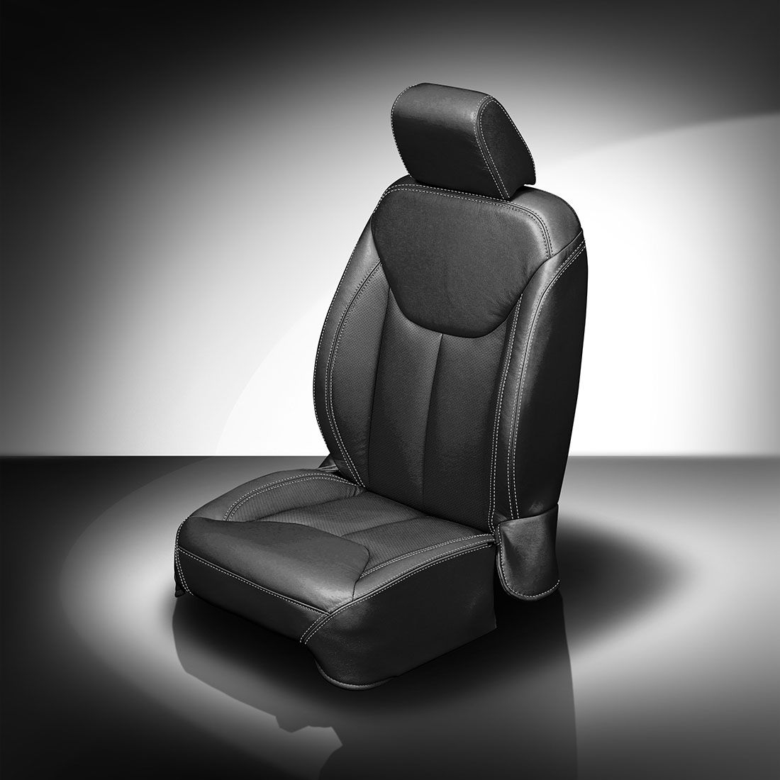 BLACK wrap, Perf Inserts & Wings, SILVER contrast all stitch