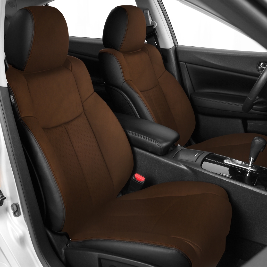 BLACK wrap, AMARETTO Facing, Perf Inserts, +DK CARDINAL double stitching