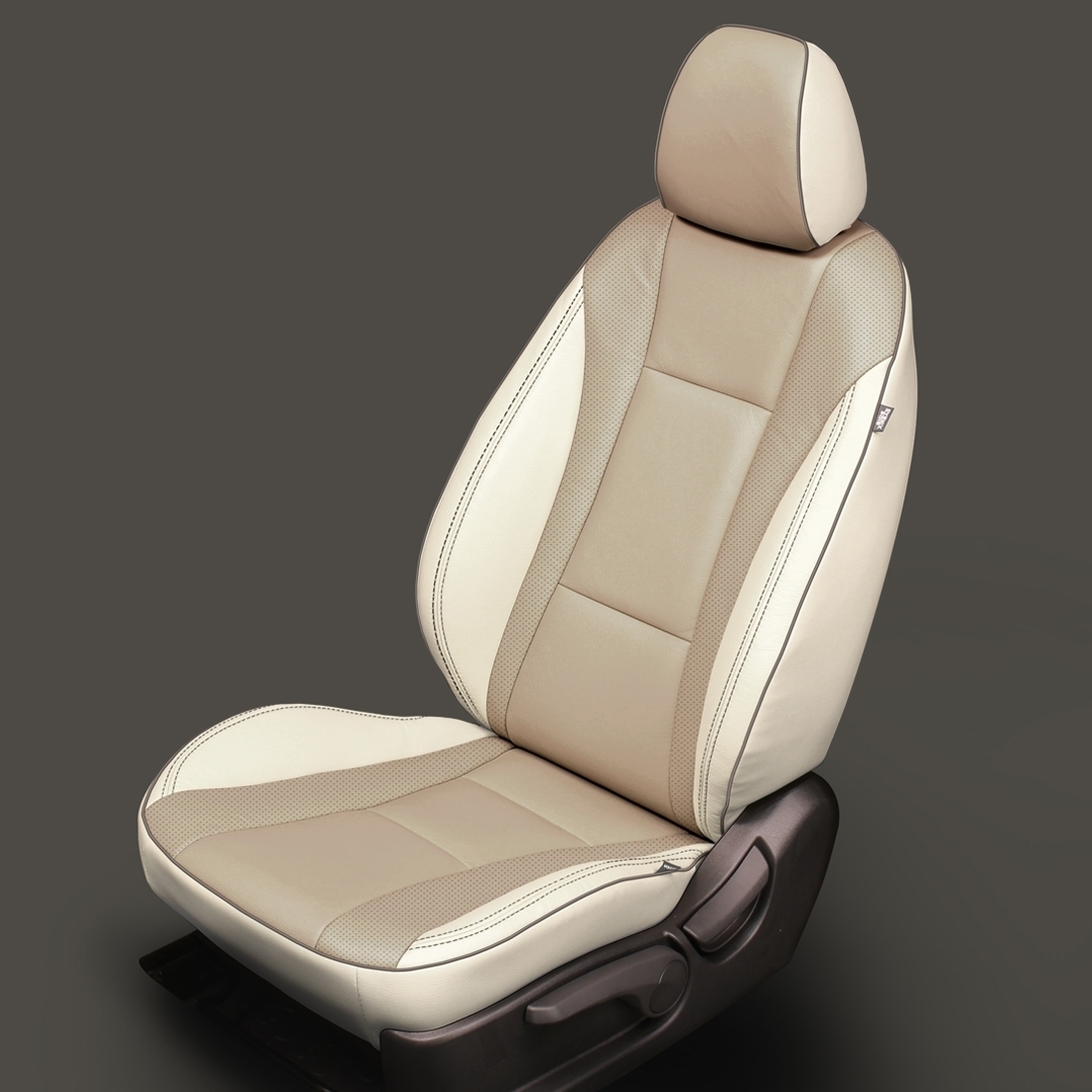 BONE wrap, PUDDY Center, Perf Wings, TAUPE piping, CREAM wings
