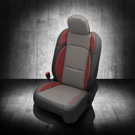 BLACK wrap, ASH  Center, Perf Body, SILVER contrast all stitch, MED RED wings