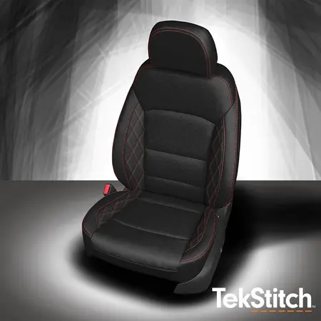 Black wrap, perf insert, Red contrast all stitch, Tekstitch Diamond Wings, Tek color Red