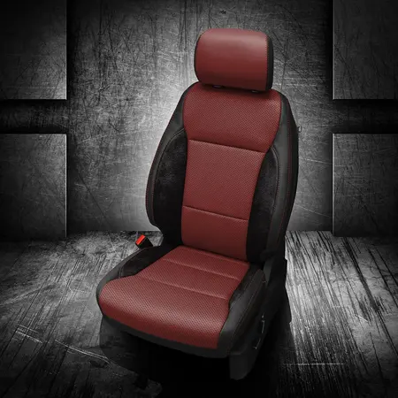 BLACK wrap, MED RED  Center, Perf Body, MED RED contrast all stitch, ~3030 RAVEN wings
