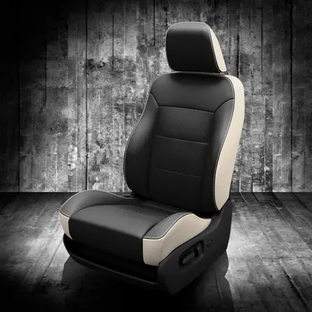 PEARL wrap, BLACK  Facing, Perf Combo, PEARL contrast all stitch