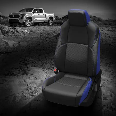 COBALT wrap, BLACK  Facing, Perf Inserts & Wings, COBALT contrast all stitch